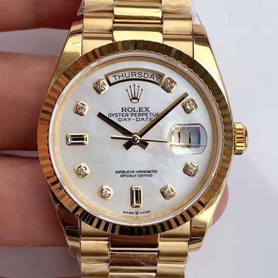 Rolex Day-Date M128238 EW Factory Hot Replica Watches White Dial Diamond Time Scale Rolex Day-Date M128238 EW Factory Hot Replica Watches White Dial Diamond Time Scale