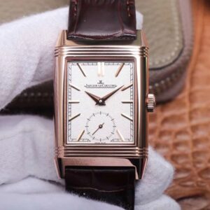 Jaeger LeCoultre Reverso Tribute Double-sided Double Time Zone Flip MG Factory Hot Replica Watches Rose Gold White Dial