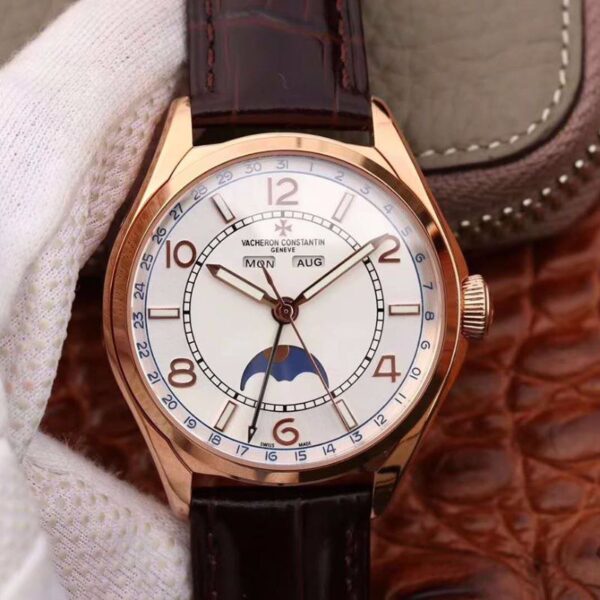 Vacheron Constantin FiftySix Day-Date 4000E/000R/B438 Hot Replica Watches 18K Rose Gold White Dial