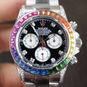 Rolex Daytona Cosmograph Rainbow 116595RBOW BL Factory Hot Replica Watches Black Dial
