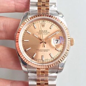 Rolex Datejust 116234 36mm AR Factory Hot Replica Watches Rose Gold Dial