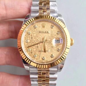 Rolex Datejust 126333-0003 41MM EW Factory Hot Replica Watches Diamond-studded Gold Textured Dial