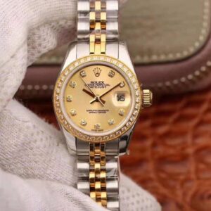Rolex Lady Datejust 18K Gold Plating 28mm Hot Replica Watches Gold Dial