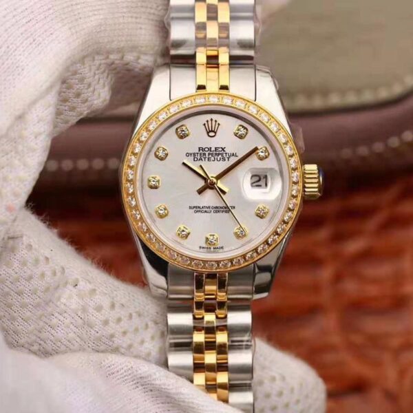 Rolex Lady Datejust 18K Yellow Gold 28MM Hot Replica Watches Silver Dial