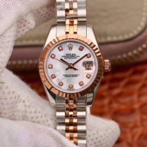 Rolex Lady Datejust Rose Gold 28MM Hot Replica Watches White Enamel Dial