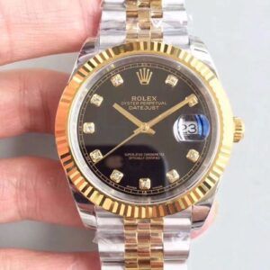 Rolex Datejust II M126333-0013 EW Factory Hot Replica Watches Diamond-encrusted Black Dial