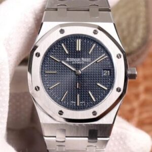 Audemars Piguet Royal Oak “JUMBO” Extra-thin 15202ST.OO.1240ST.01 XF Factory Hot Replica Watches Stainlless Steel Cufflinks Blue “TAPISSERIE” Pattern
