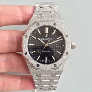 Audemars Piguet Royal Oak Frosted Gold 37MM 15454 OM Factory Hot Replica Watches Black Dial
