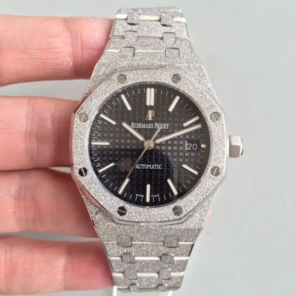 Audemars Piguet Royal Oak Frosted Gold 37MM 15454 OM Factory Hot Replica Watches Black Dial