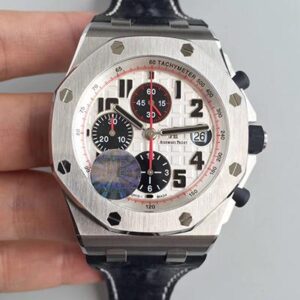 Audemars Piguet Royal Oak Offshore Panda 26170ST.OO.D101CR.02 Black Leather Strap JF Factory Hot Replica Watches V2 White Dial
