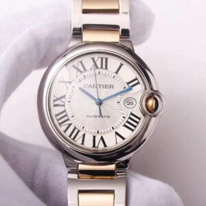 Ballon Bleu de Cartier W69009Z3 Wrap Gold V9 Factory Hot Replica Watches Silver White Dial