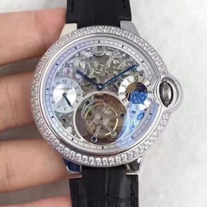 Ballon Bleu De Cartier Tourbillon Hot Replica Watches Silver Dial