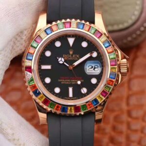 Rolex Yacht Master 116695SATS 40MM Noob Factory Hot Replica Watches 18K Rose Gold Wrapped Black Dial