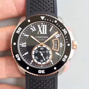 Calibre De Cartier Diver W7100056 42MM JF Factory Hot Replica Watches Black Dial