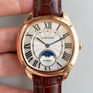 Drive De Cartier Moonphase WGNM0008 Hot Replica Watches Rose Gold Silver Dial