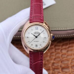 Cle De Cartier Automatic 35mm WJCL0032 Hot Replica Watches 18K Rose Gold Silver-gray Dial