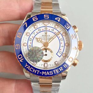 Rolex Yacht Master II 116681 JF Factory Hot Replica Watches Rose Gold White Dial