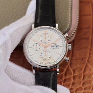 IWC Portofino Chronograph Multi-function IW391022 ZF Factory Hot Replica Watches White Dial With Rose Gold Markers