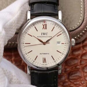 IWC Portofino Automatic IW356501 MKS Factory Hot Replica Watches Black Leather Strap White Dial