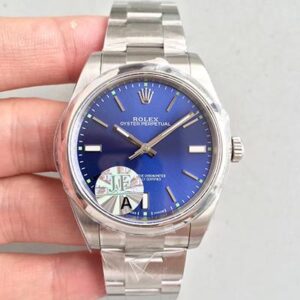 Rolex Oyster Perpetual 39 114300 JF Factory Hot Replica Watches Blue Dial