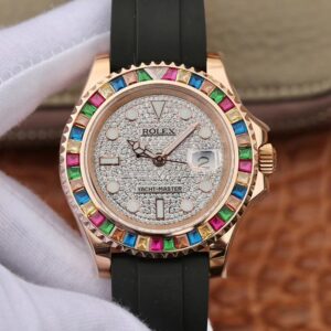 Rolex Oyster Perpetual Yacht Master 116695 Hot Replica Watches Silver Diamonds Dial