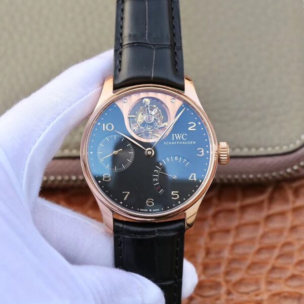 IWC Portuguese Tourbillon IW504210 ZF Factory Hot Replica Watches 18K Rose Gold Black Dial