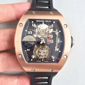 Richard Mille RM001 Rose Gold Tourbillon JB Factory Hot Replica Watches Black Dial