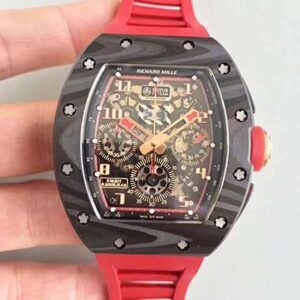 Richard Mille RM011 KV Factory Hot Replica Watches Lotus F1 Team Romain Grosjean Forged Carbon Black Skeleton Dial