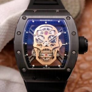 Richard Mille RM052-01 ZF Factory Hot Replica Watches Black Ceramic Rose Gold Skull Dial