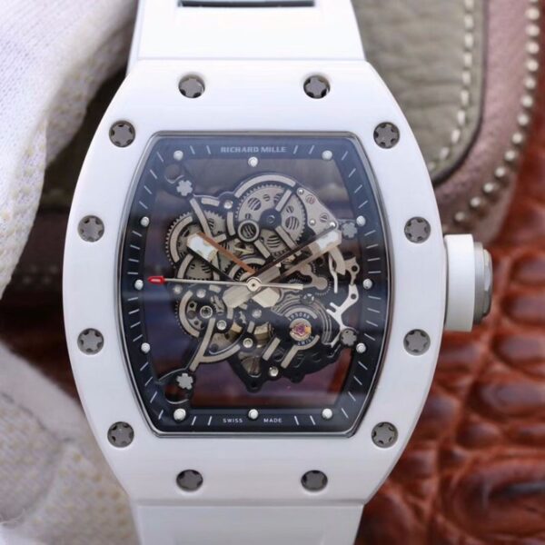 Richard Mille RM055 White Ceramic Skeleton Dial V2 KV Factory Hot Replica Watches