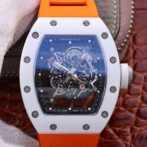 Richard Mille RM055 Skeleton Dial Orange Strap KV Factory Hot Replica Watches V2