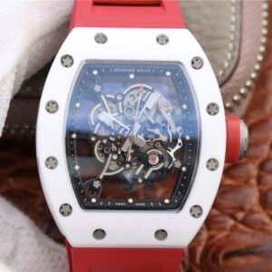 Richard Mille RM055 Red Strap KV Factory Hot Replica Watches Skeleton Dial