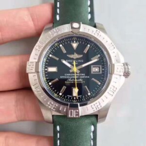 Breitling Avenger II Seawolf A1733110/BC30/435X/A20BASA.1 Green Leather Strap GF Factory Hot Replica Watches Black Dial