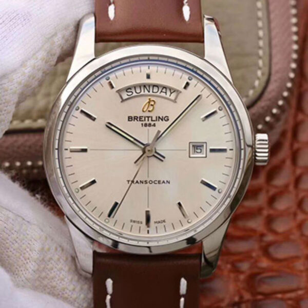 Breitling Transocean Day Date A4531012/G751/437X/A20BA.1 V7 Hot Replica Watches Silver Dial