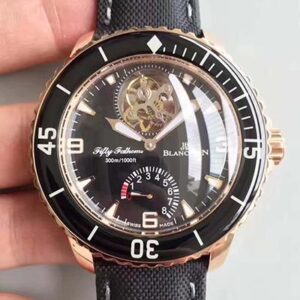 Blancpain Fifty Fathoms Tourbillon 5025-3630-52A Hot Replica Watches Rose Gold Black Dial