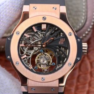 Hublot Big Bang Hollow Tourbillon Hot Replica Watches 18K Rose Gold Skeleton Dial