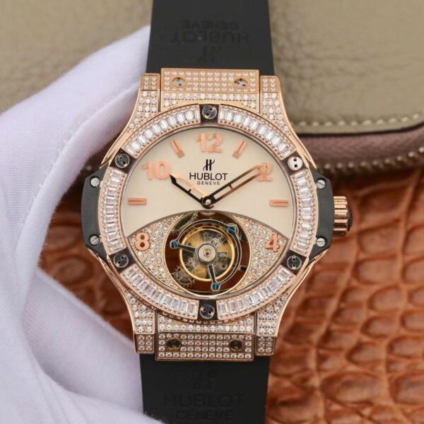 Hublot Classic Fusion Rose Gold Tourbillon Hot Replica Watches White Enamel Dial