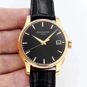 Patek Philippe Calatrava 5227 Hot Replica Watches 18K Yellow Gold Black Dial