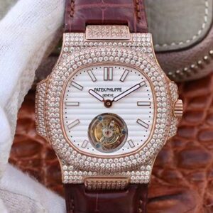 Patek Philippe Nautilus Jumbo 5711 Rose Gold Tourbillon 2018 R8 Factory Hot Replica Watches White Dial