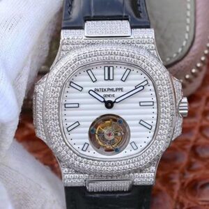 Patek Philippe Nautilus Jumbo 5711 Tourbillon 2018 R8 Factory Hot Replica Watches White Dial