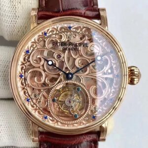 Patek Philippe Tourbillon Hot Replica Watches Rose Gold Skeleton Dial