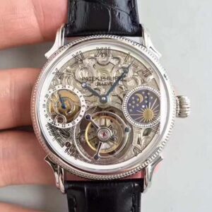 Patek Philippe Tourbillon Moonphase Hot Replica Watches Silver Dial