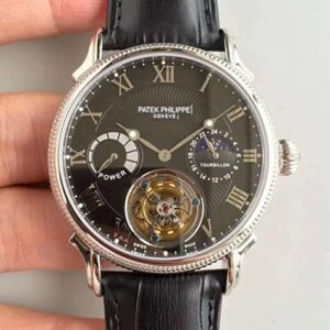 Patek Philippe Tourbillon Moonphase Hot Replica Watches Black Dial
