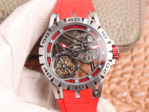 Roger Dubuis Excalibur Spider Carbon Skeleton Flying Tourbillon RDDBEX0572 JB Factory Hot Replica Watches Transparent Version