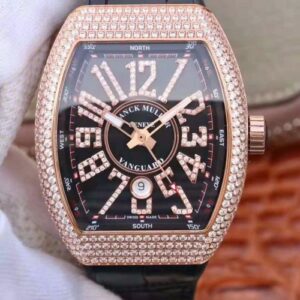 Franck Muller Vanguard 18K Rose Gold V45.SC.DT.D.NBR.CD.5N.NR Hot Replica Watches Black Dial