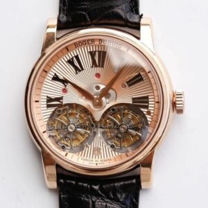 Roger Dubuis Hommage RDDBHO0562 Double Flying tourbillon JB Factory Hot Replica Watches Rose Gold Dial