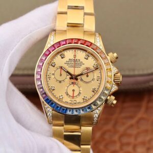 Rolex Daytona Cosmograph Rainbow 116598RBOW BL Factory Hot Replica Watches Gold Dial