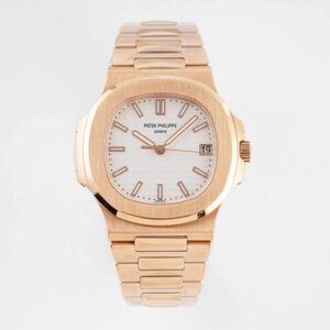 Patek Philippe Nautilus 5711/1R-001 PPF Factory Hot Replica Watches V4 Rose Gold White Dial