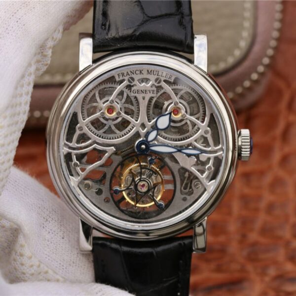 Franck Muller Giga Tourbillon 7048 T G SQT BR Hot Replica Watches Silver Skeleton Dial
