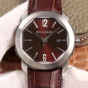 Bvlgari Octo 102705 BV Factory Hot Replica Watches Reddish Brown Strap - Hot Replica Watches